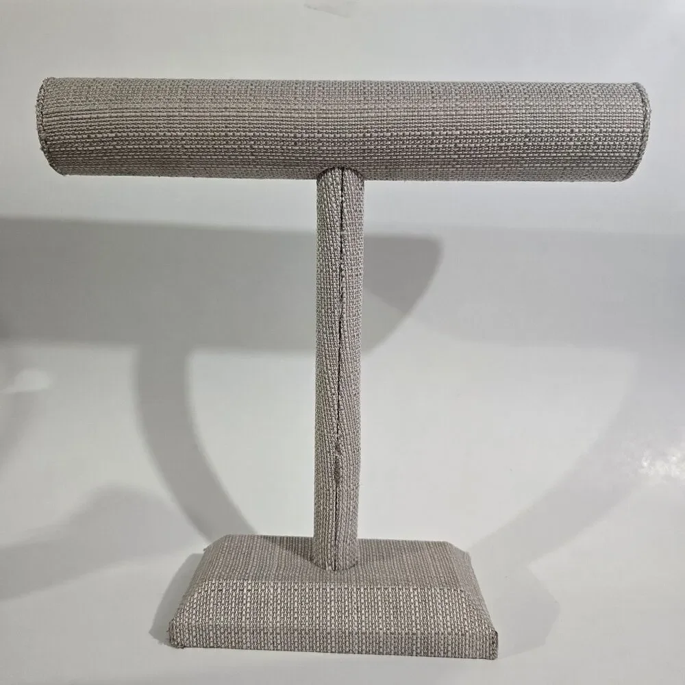 Jewlery Stand - Linen T Bar Tall Bracelet Necklace Organizer - Beige